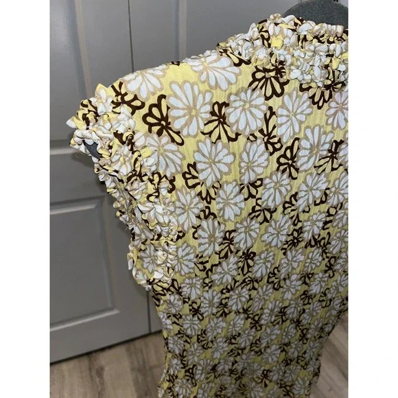 Retro Sunny Leigh Y2K Floral Ruffle V-Neck Sleeveless Top Boho Women's Size M - Picture 11 of 14